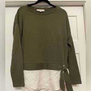 Loft petite large olive green long sleeve